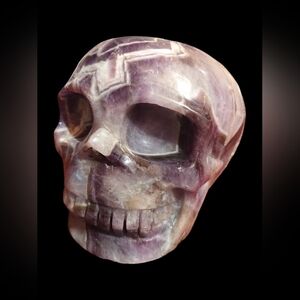 LARGE NEW 3.5" Dream Chevron Amethyst Hand Carved Crystal Skull Sculpture
